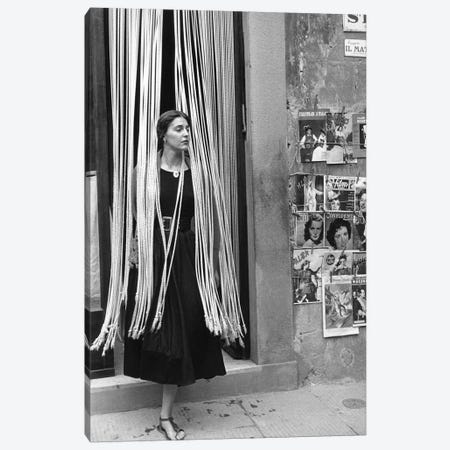 American Girl Series Jinx In Beads (Florence, Italy 1951) Canvas Print #ROK5} by Ruth Orkin Canvas Artwork