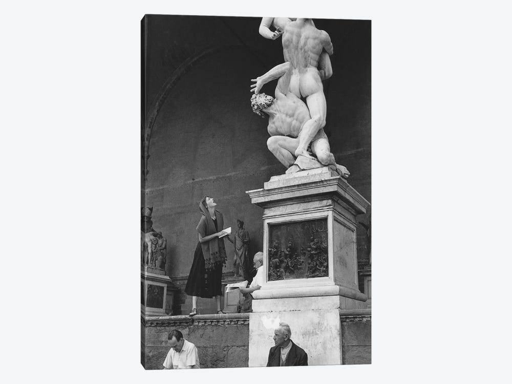 American Girl Series Staring At Statue Florence, Italy 1951 by Ruth Orkin 1-piece Canvas Wall Art