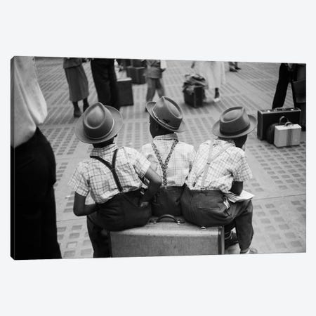 Boys On Suitcase (Penn Station NYC ,1948) Canvas Print #ROK9} by Ruth Orkin Canvas Print