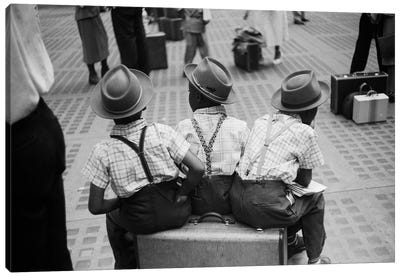 Boys On Suitcase (Penn Station NYC ,1948) Canvas Art Print - Authenticity