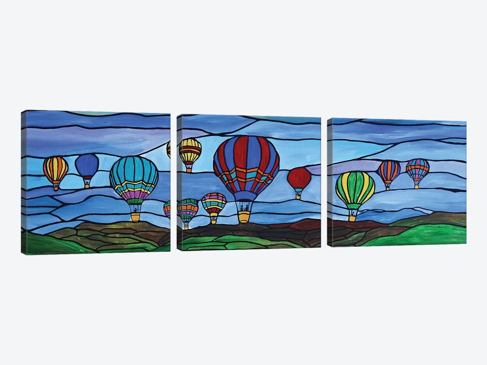 Hot Air Balloon Race by Rachel Olynuk 3-piece Canvas Wall Art