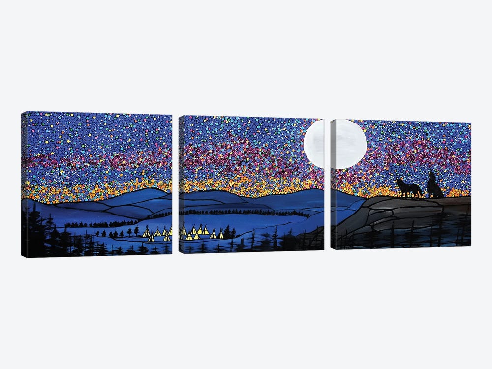 Brother Wolf Watches Over by Rachel Olynuk 3-piece Canvas Artwork