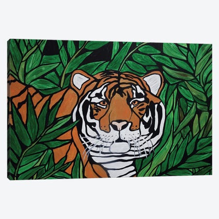 Tiger In The Grass Canvas Print #ROL120} by Rachel Olynuk Canvas Art Print