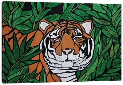Tiger In The Grass Canvas Art Print