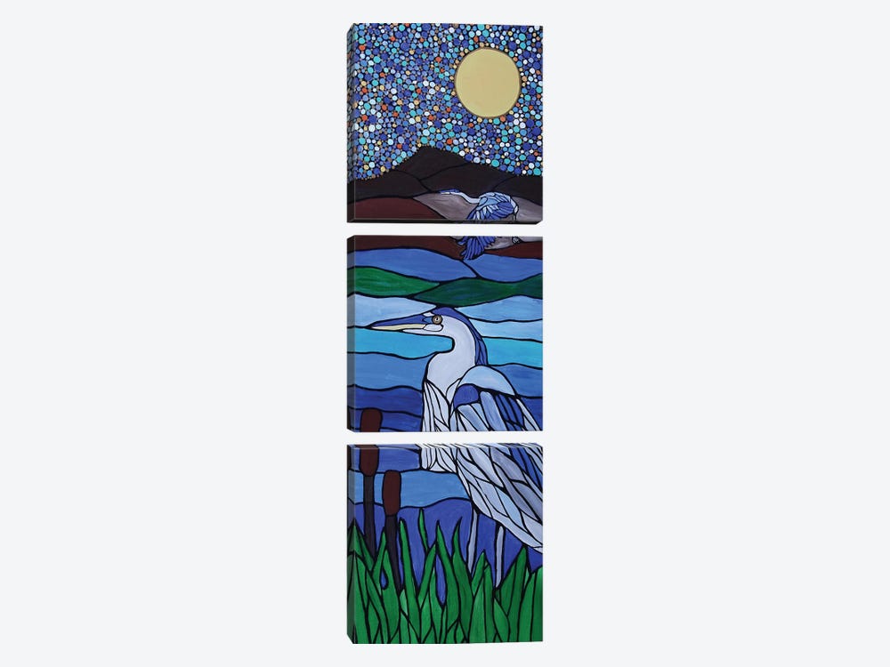 Blue Heron by Rachel Olynuk 3-piece Canvas Print