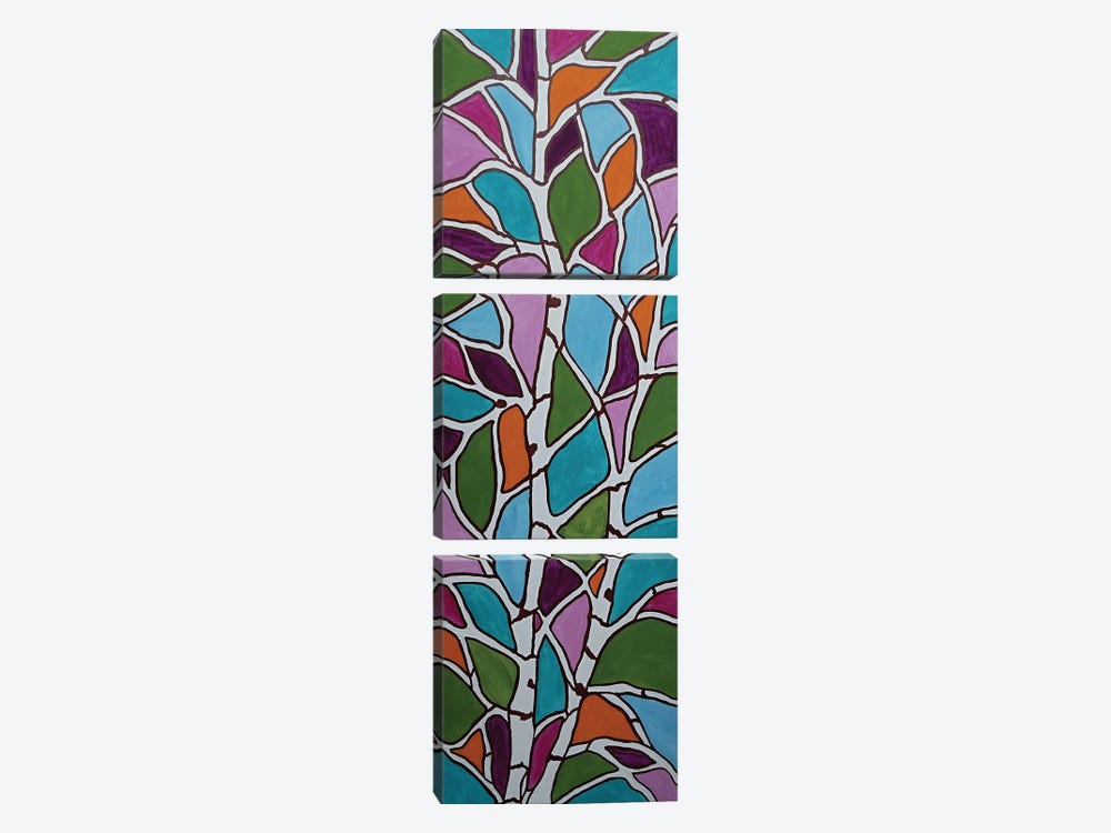 Stained Glass Trees by Rachel Olynuk 3-piece Canvas Print