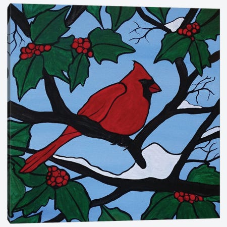 Red Bird Canvas Print #ROL136} by Rachel Olynuk Canvas Art Print