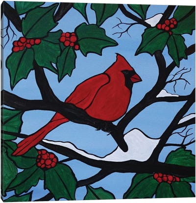 Red Bird Canvas Art Print - Rachel Olynuk