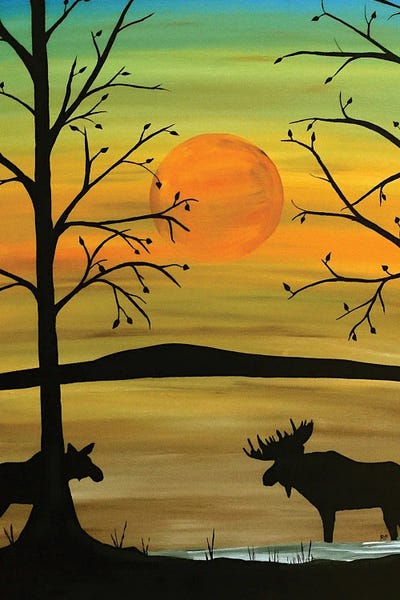 Canvas Print: Moose At Sunset by Rachel Olynuk - thumbnail