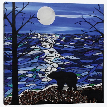 Moonlit Bear Canvas Print #ROL27} by Rachel Olynuk Canvas Wall Art