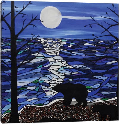 Moonlit Bear Canvas Art Print - Rachel Olynuk