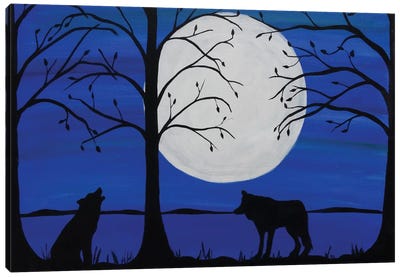 Moonlit Wolves Canvas Art Print - Wolf Art