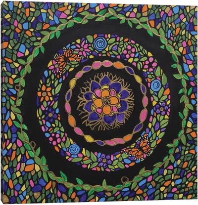 Bohemian Flower Garden Canvas Art Print - Mandala Art