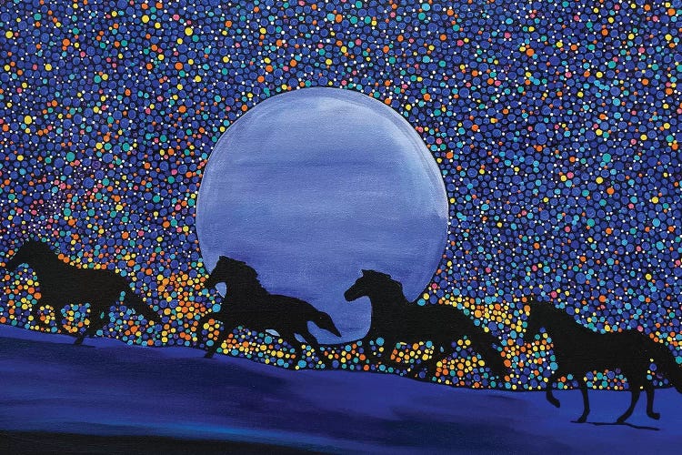 Horses Chasing the Moon