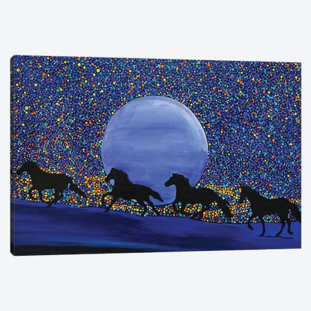 Horses Chasing the Moon Canvas Print #ROL54} by Rachel Olynuk Canvas Art Print