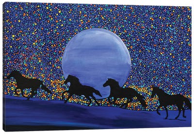 Horses Chasing the Moon Canvas Art Print - Rachel Olynuk
