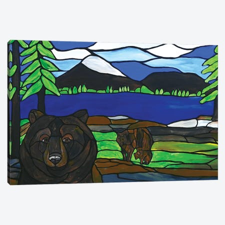 Bear Photobomb Canvas Print #ROL84} by Rachel Olynuk Canvas Artwork