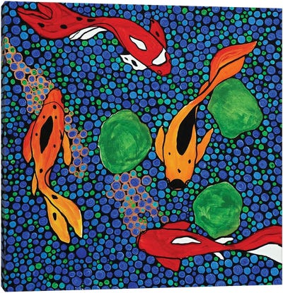 Mosaic Goldfish Canvas Art Print - Goldfish Art