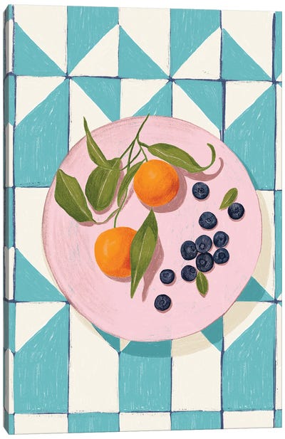 Citrus And Berries Canvas Art Print - Turquoise Art