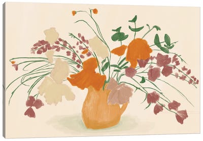 Warm Blooms Canvas Art Print - Minimalist Flowers