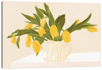 Yellow Tulips Canvas Art Print - Minimalist Flowers