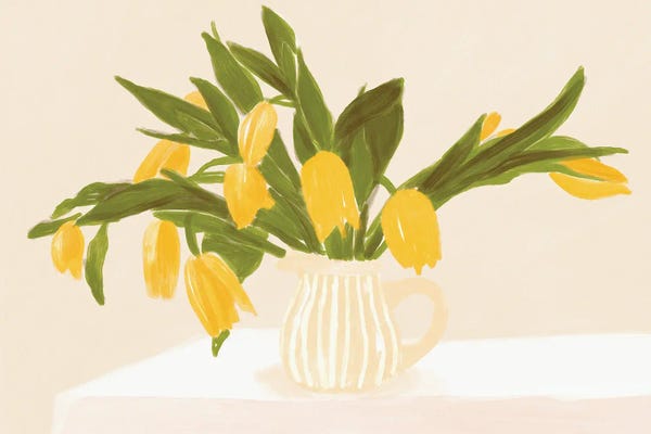 Minimalist Bohemian Decor: Yellow Tulips by Jenny Rome