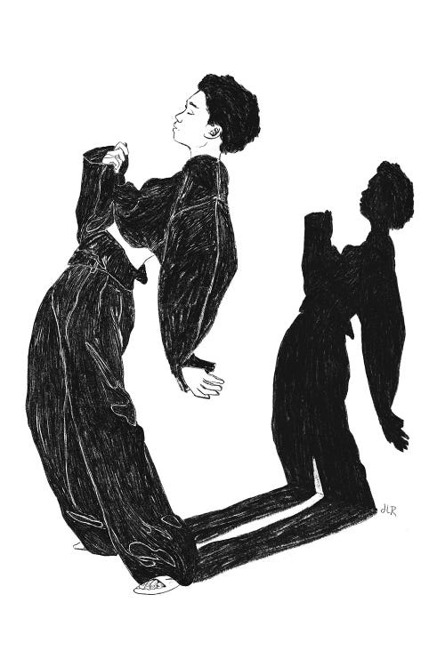 Dancing V - Black And White by Jenny Rome wall art