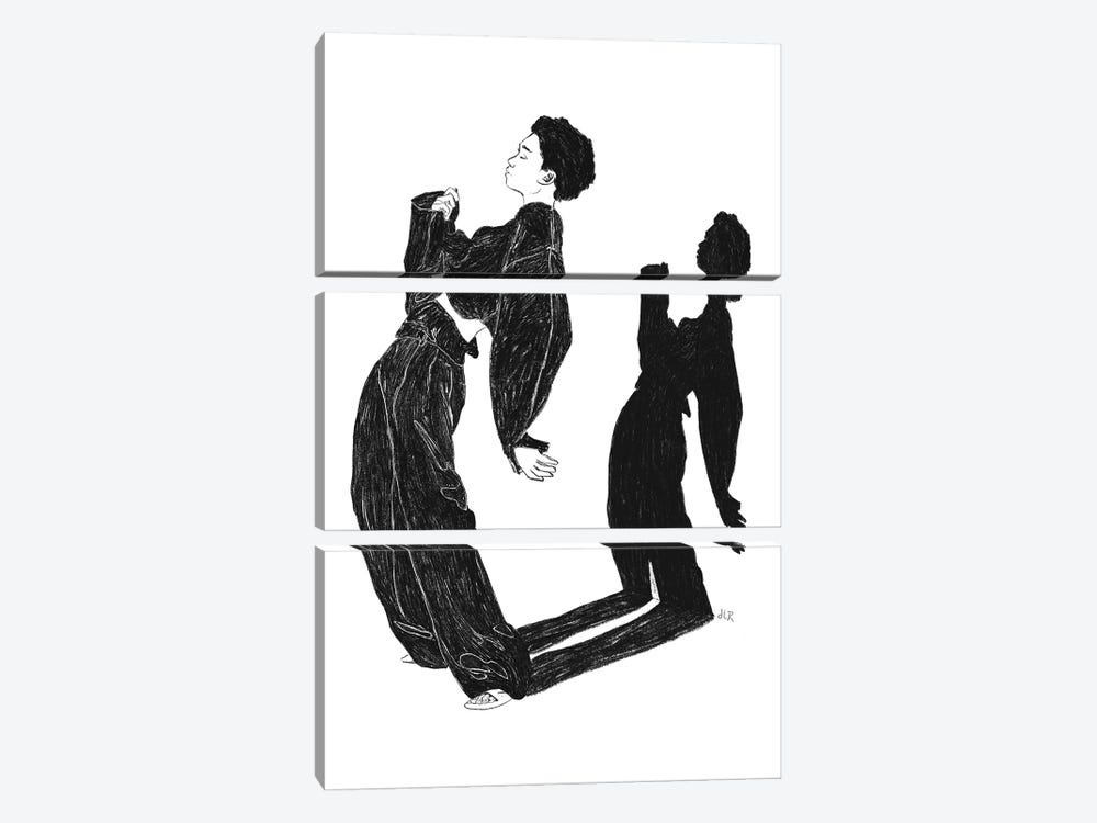 Dancing V - Black And White by Jenny Rome 3-piece Art Print