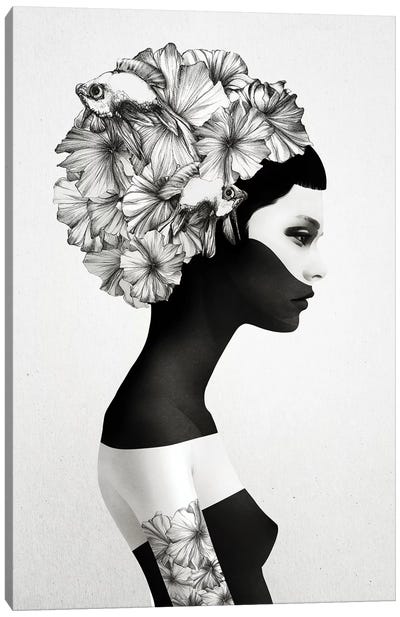 Marianna Canvas Art Print - Black & White Pop Culture Art