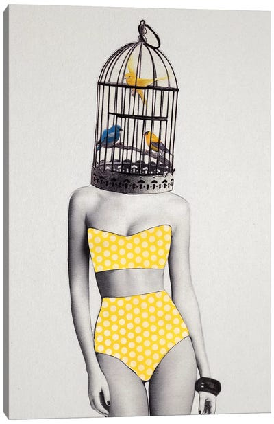 Bird Brained Babe Canvas Art Print - Women's Swimsuit & Bikini Art