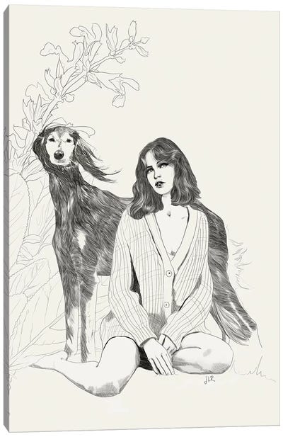 A Girl And A Dog Canvas Art Print