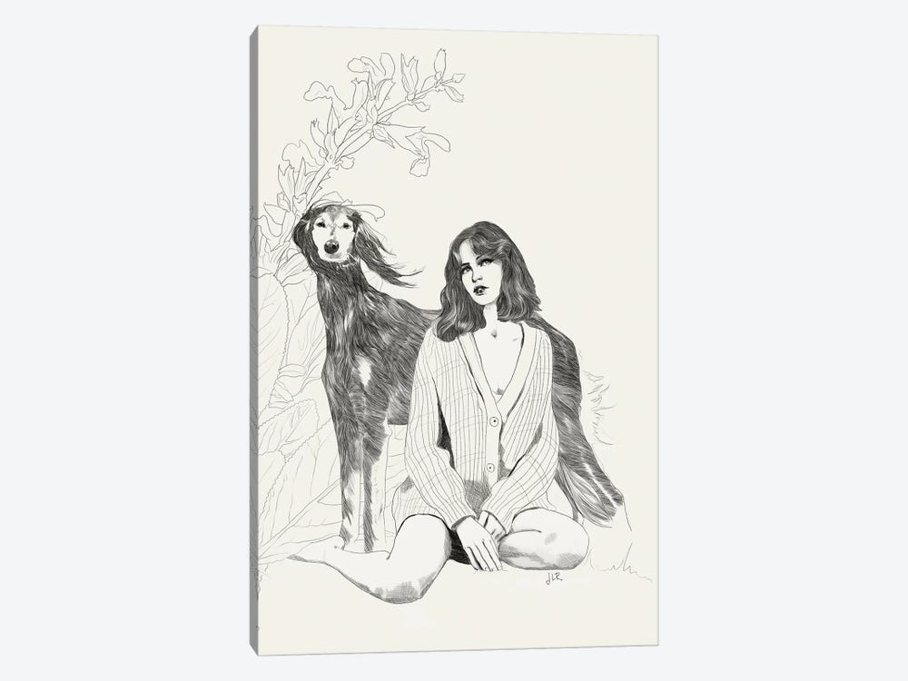 A Girl And A Dog by Jenny Rome 1-piece Canvas Print
