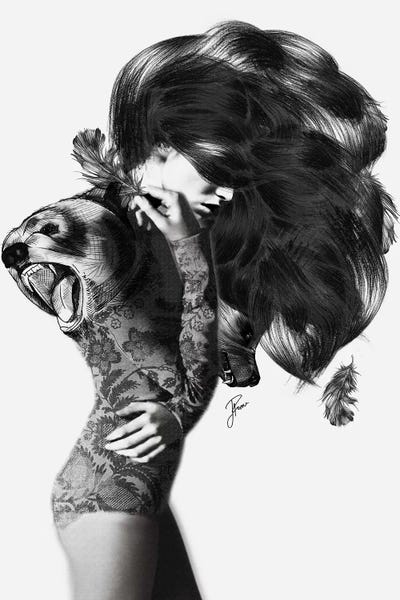 Black & White Pop Culture Art: Bear #2 by Jenny Rome