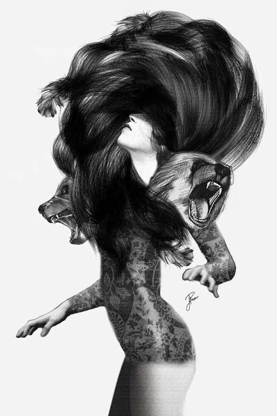 Black & White Pop Culture Art: Bear #3 by Jenny Rome