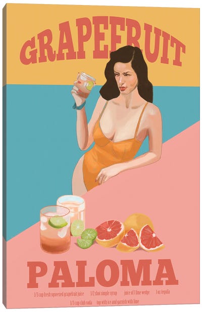 Grapefruit Paloma Canvas Art Print - Women's Swimsuit & Bikini Art