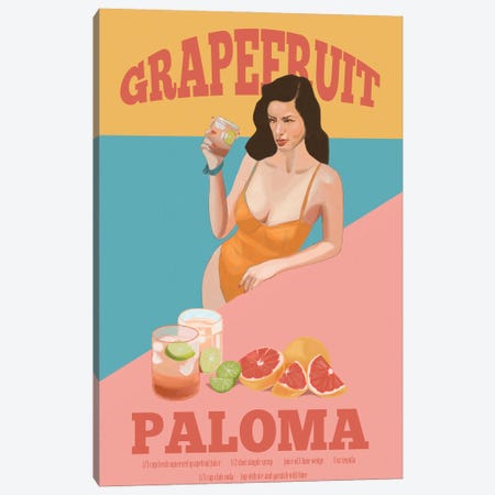 Grapefruit Paloma Canvas Print #ROM53} by Jenny Rome Canvas Art Print