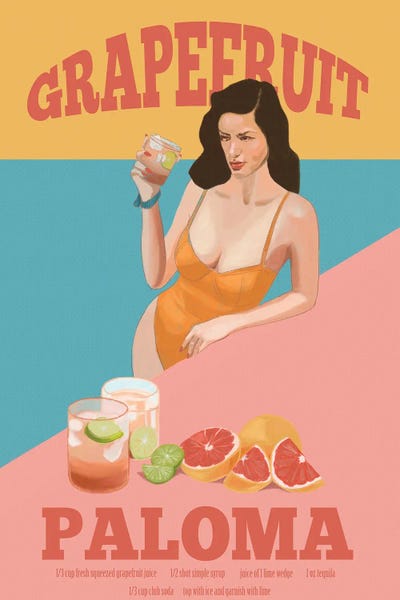 Food & Drink Posters: Grapefruit Paloma by Jenny Rome