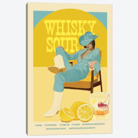 Whisky Sour Canvas Print #ROM54} by Jenny Rome Canvas Art