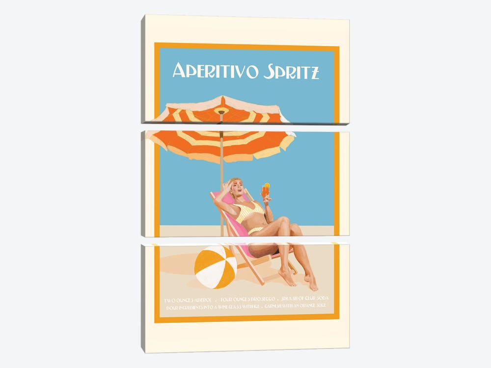 Aperitivo Spritz by Jenny Rome 3-piece Canvas Print