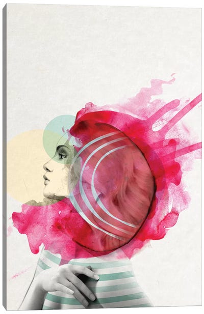 Bright Pink I Canvas Art Print - Multimedia Portraits