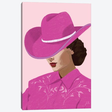 Pink Cowgirl Canvas Print #ROM90} by Jenny Rome Canvas Art Print