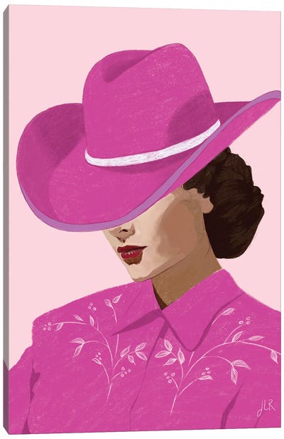 Pink Cowgirl Canvas Art Print - Hat Art
