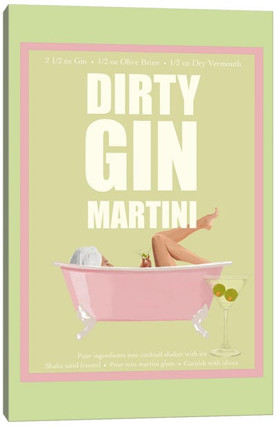 Dirty Gin Martini Canvas Art Print - Self-Care Art