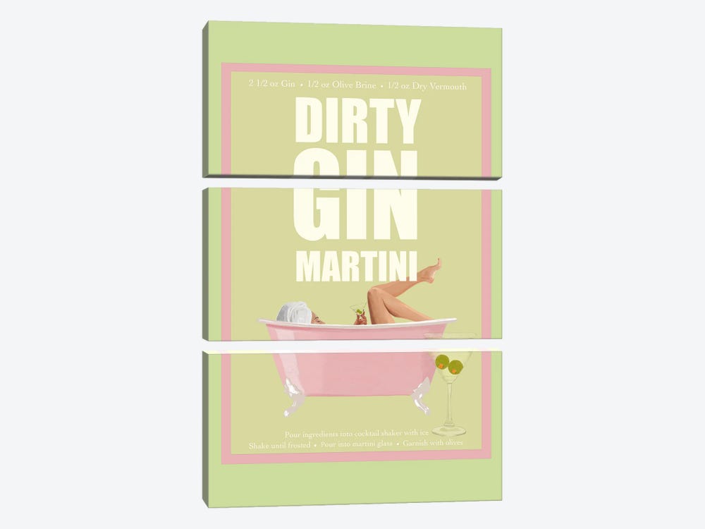 Dirty Gin Martini by Jenny Rome 3-piece Art Print