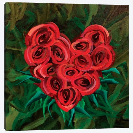 A Dozen Roses Please Heart Canvas Print #ROO56} by Rashelle Roos Canvas Wall Art
