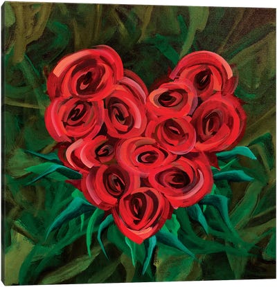 A Dozen Roses Please Heart Canvas Art Print - Rashelle Roos
