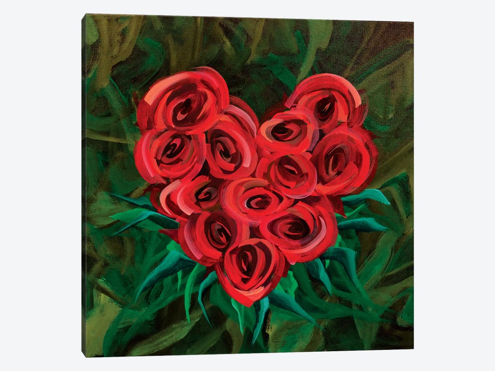 A Dozen Roses Please Heart by Rashelle Roos 1-piece Canvas Art Print