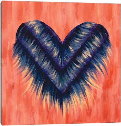 Denim Fringe Heart Canvas Art Print