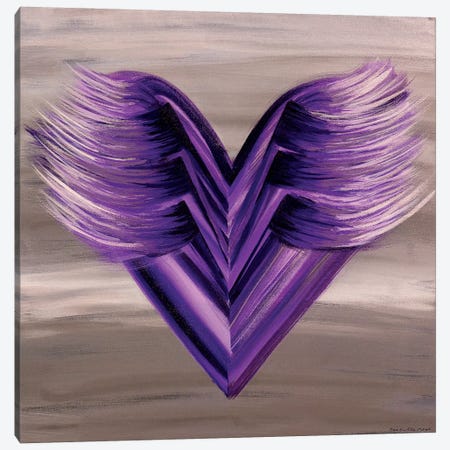 Purple Wings Heart Canvas Print #ROO65} by Rashelle Roos Art Print