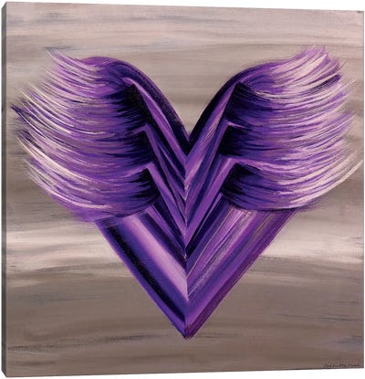 Purple Wings Heart Canvas Art Print - Wings Art